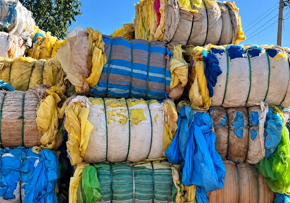 Fardos de plásticos recicláveis coloridos